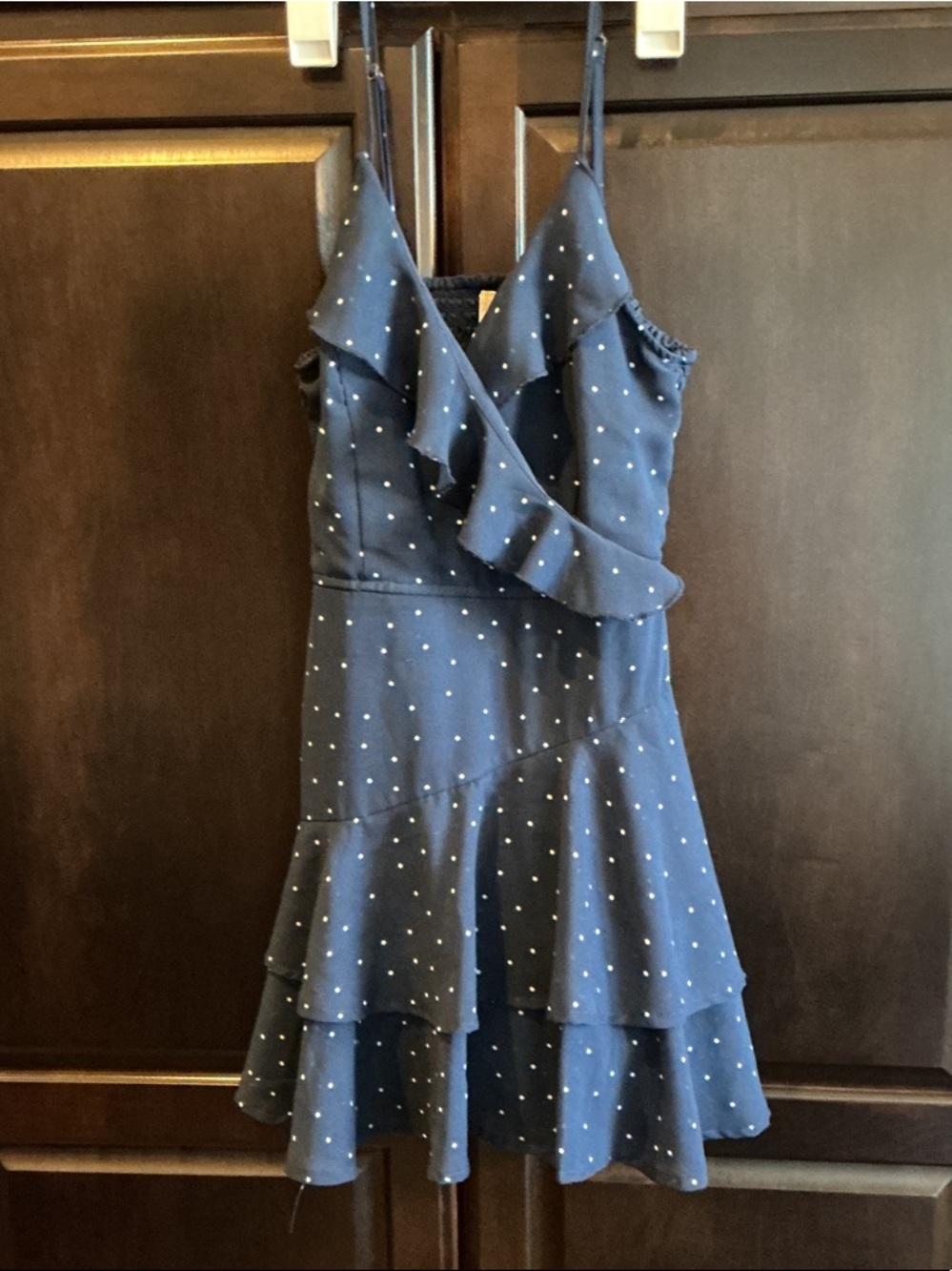Women’s Navy Polka Dot Ruffle romper shorts